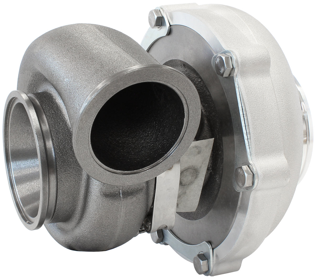 BOOSTED B5855 .83 Turbocharger 770HP, Natural Cast Finish   External Wastegate, V-Band Inlet & Exhaust Flanges