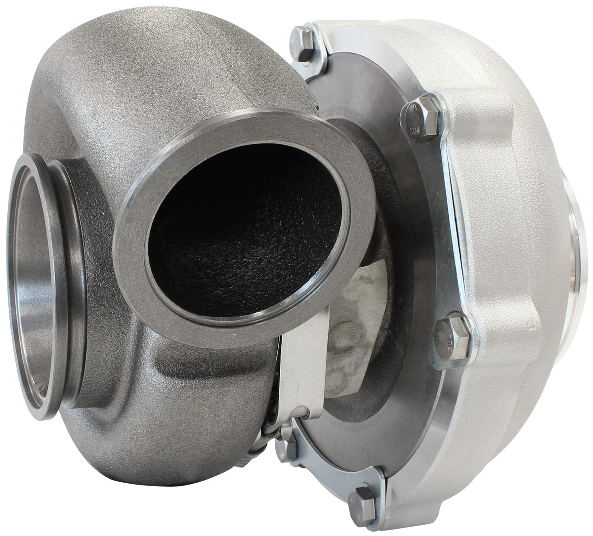 BOOSTED B5855 1.21 Turbocharger 770HP, Natural Cast Finish   External Wastegate, V-Band Inlet & Exhaust Flanges