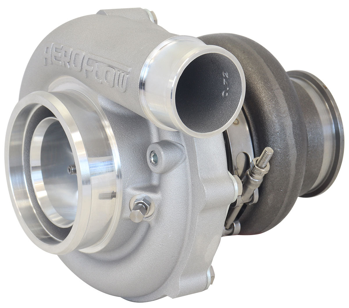 BOOSTED 6255 .63 Turbocharger 900HP, Natural Cast Finish   External Wastegate, T3 Inlet Flange, V-Band Exhaust Flange