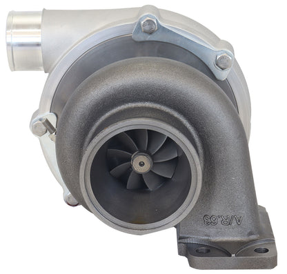 BOOSTED 6255 .63 Turbocharger 900HP, Natural Cast Finish   External Wastegate, T3 Inlet Flange, V-Band Exhaust Flange