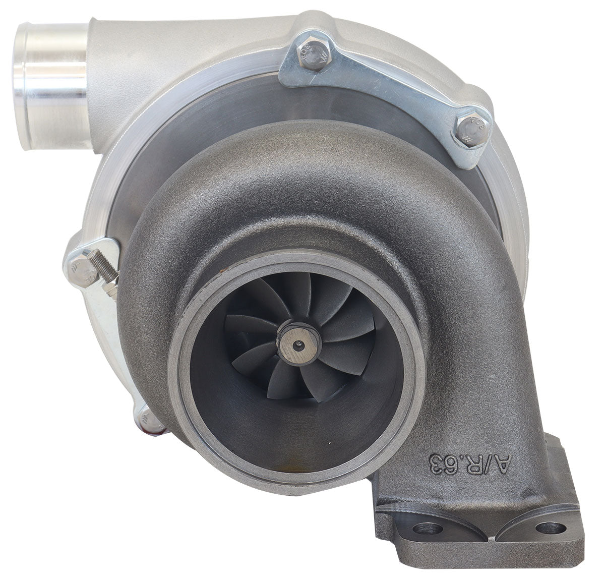 BOOSTED 6255 .83 Turbocharger 900HP, Natural Cast Finish   External Wastegate, T3 Inlet Flange, V-Band Exhaust Flange
