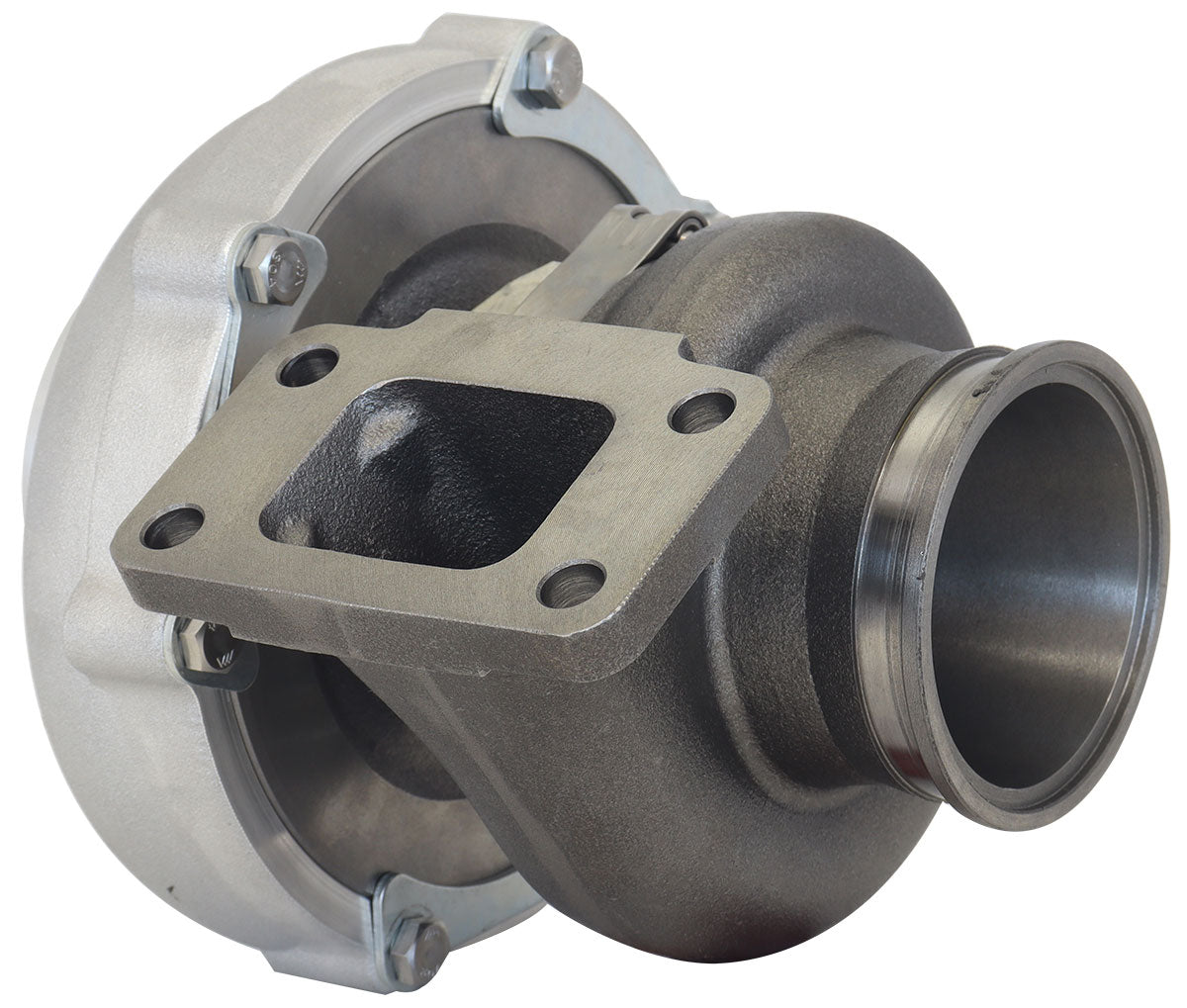 BOOSTED 6255 .83 Turbocharger 900HP, Natural Cast Finish   External Wastegate, T3 Inlet Flange, V-Band Exhaust Flange