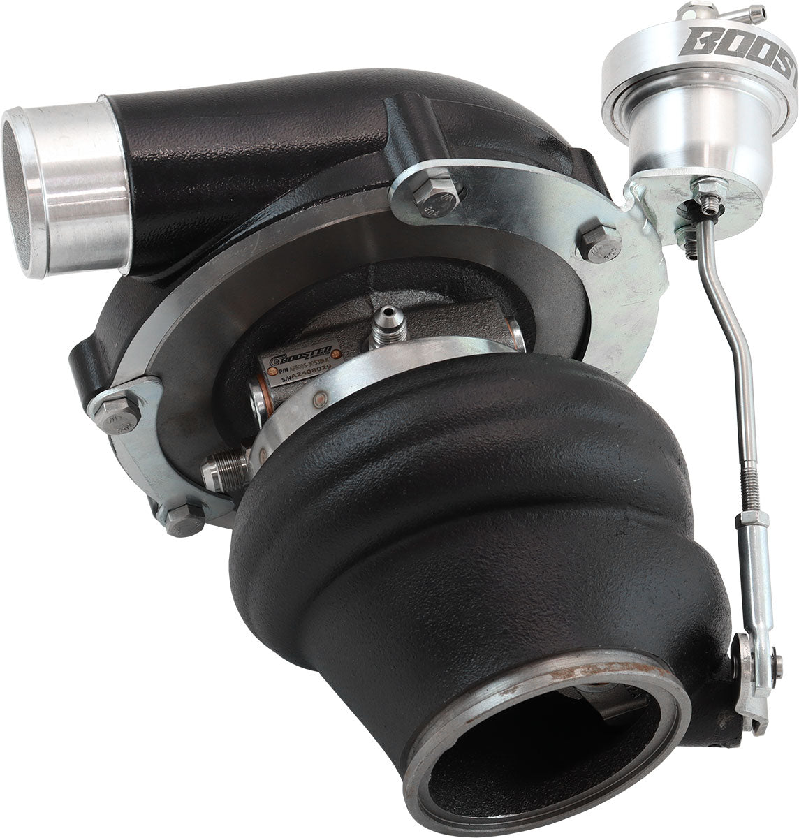 BOOSTED 6255 .92 Turbocharger 900HP, Hi Temp Black Finish   Internal Wastegate, V-Band Inlet & Exhaust Flanges