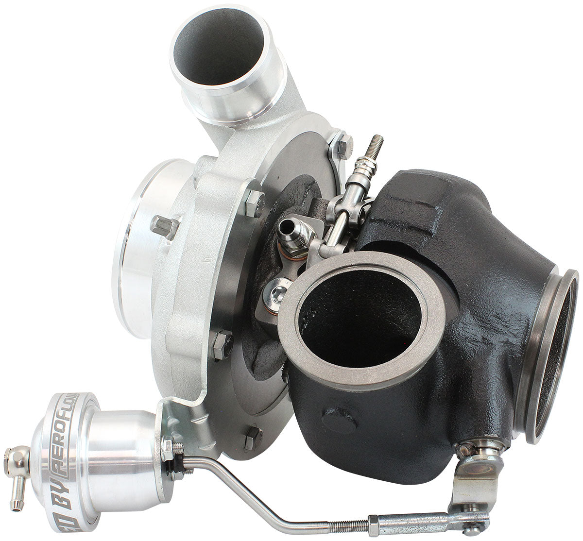 BOOSTED 6255 1.01 Turbocharger 900HP, Natural Cast Finish   Internal Wastegate, V-Band Inlet & Exhaust Flanges