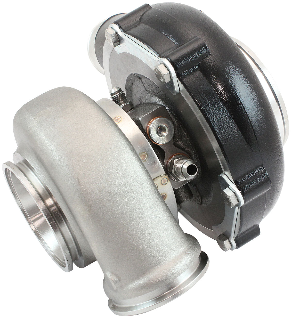 BOOSTED 6255 .61 Turbocharger 900HP, Hi Temp Black Finish   External Wastegate, V-Band Inlet & Exhaust Flanges
