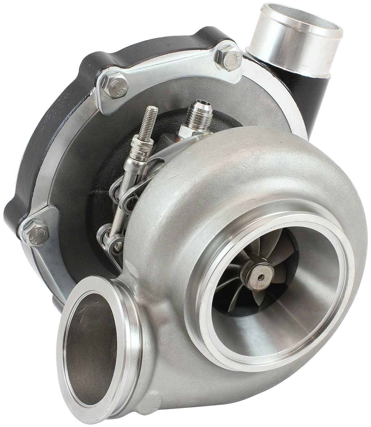BOOSTED 6255 .61 Turbocharger 900HP, Hi Temp Black Finish   External Wastegate, V-Band Inlet & Exhaust Flanges
