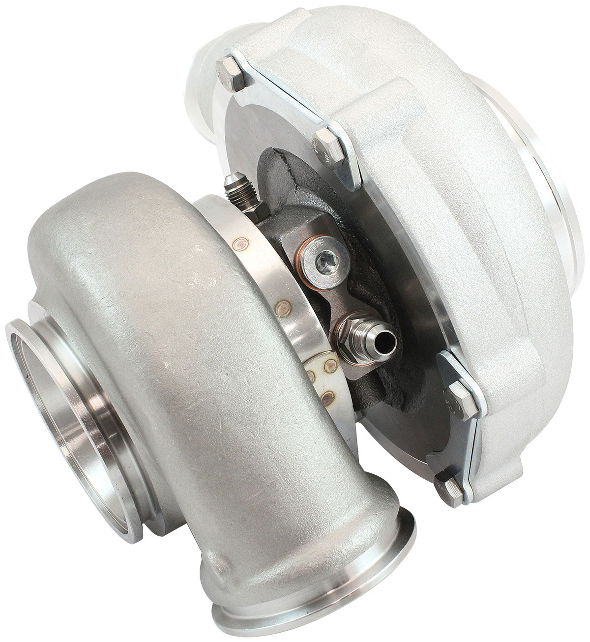 BOOSTED 6255 .61 Turbocharger 900HP, Natural Cast Finish   External Wastegate, V-Band Inlet & Exhaust Flanges