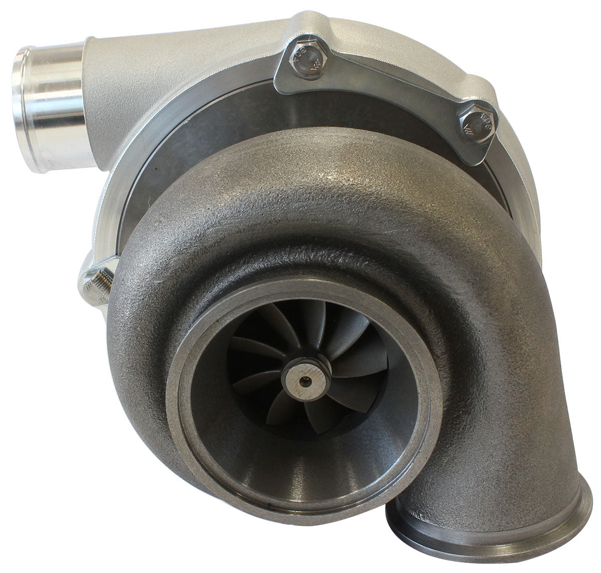 BOOSTED 6255 .83 Turbocharger 900HP, Natural Cast Finish   External Wastegate, V-Band Inlet & Exhaust Flanges