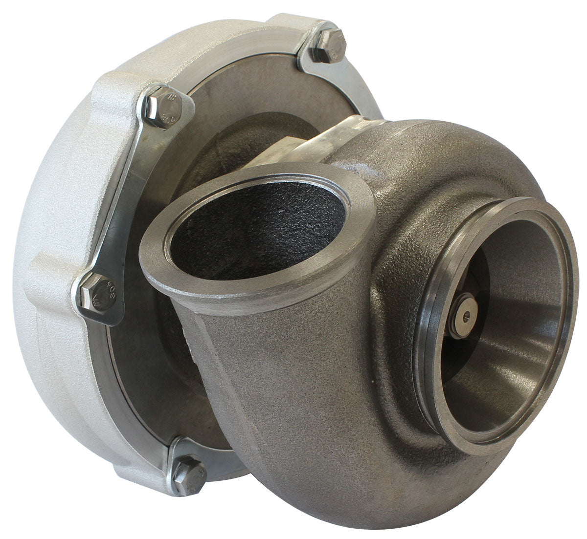 BOOSTED 6255 .83 Turbocharger 900HP, Natural Cast Finish   External Wastegate, V-Band Inlet & Exhaust Flanges