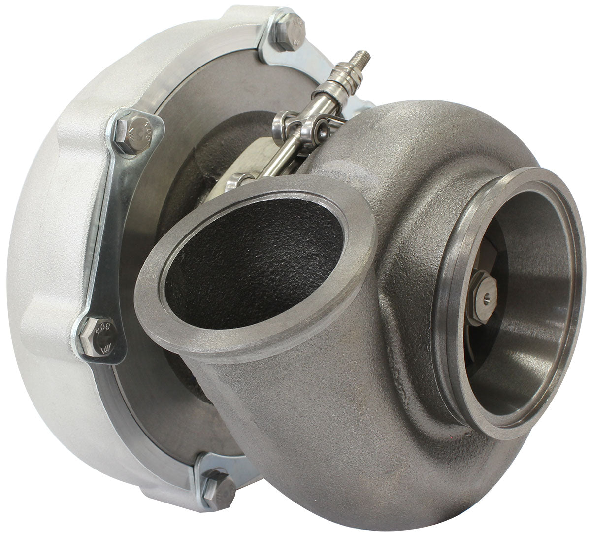BOOSTED 6255 1.01 Turbocharger 900HP, Natural Cast Finish   External Wastegate, V-Band Inlet & Exhaust Flanges