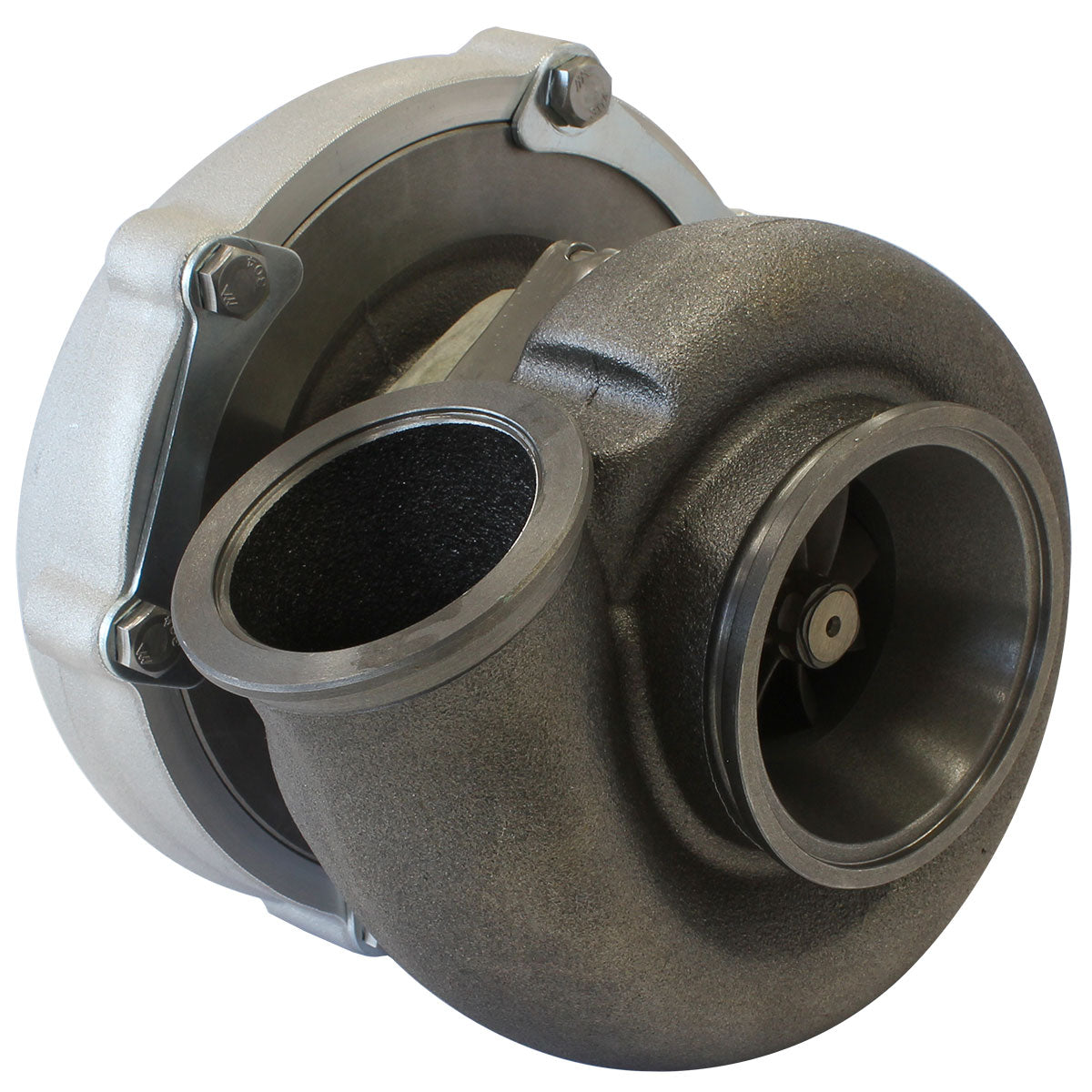 BOOSTED 6255 1.21 Turbocharger 900HP, Natural Cast Finish   External Wastegate, V-Band Inlet & Exhaust Flanges