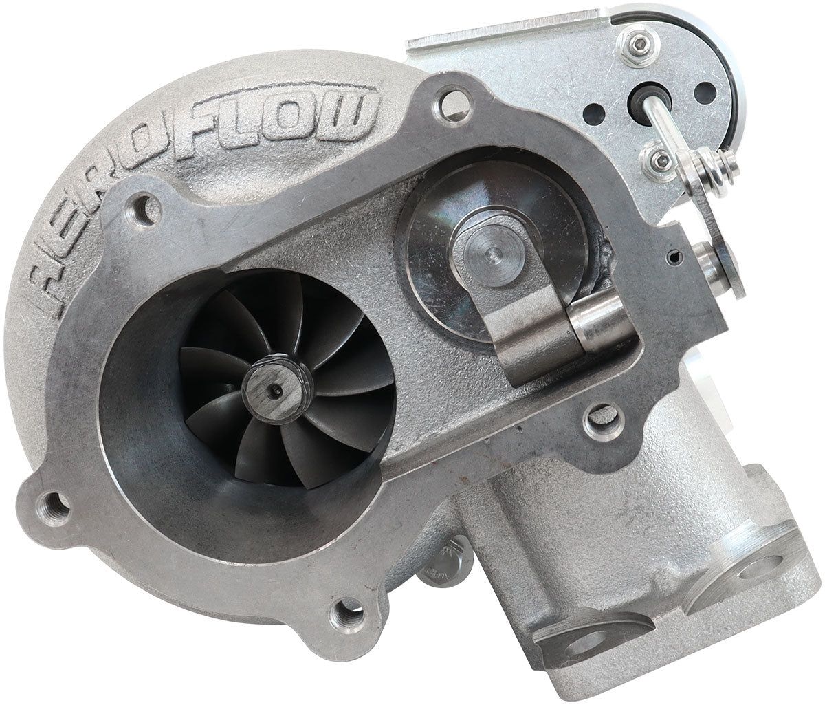BOOSTED B5455 T3 .83 Internal Wastegate Turbocharger 660HP, Hi Temp Black Finish   T3Inlet Flange, Ford 5-Bolt Exhaust Flange