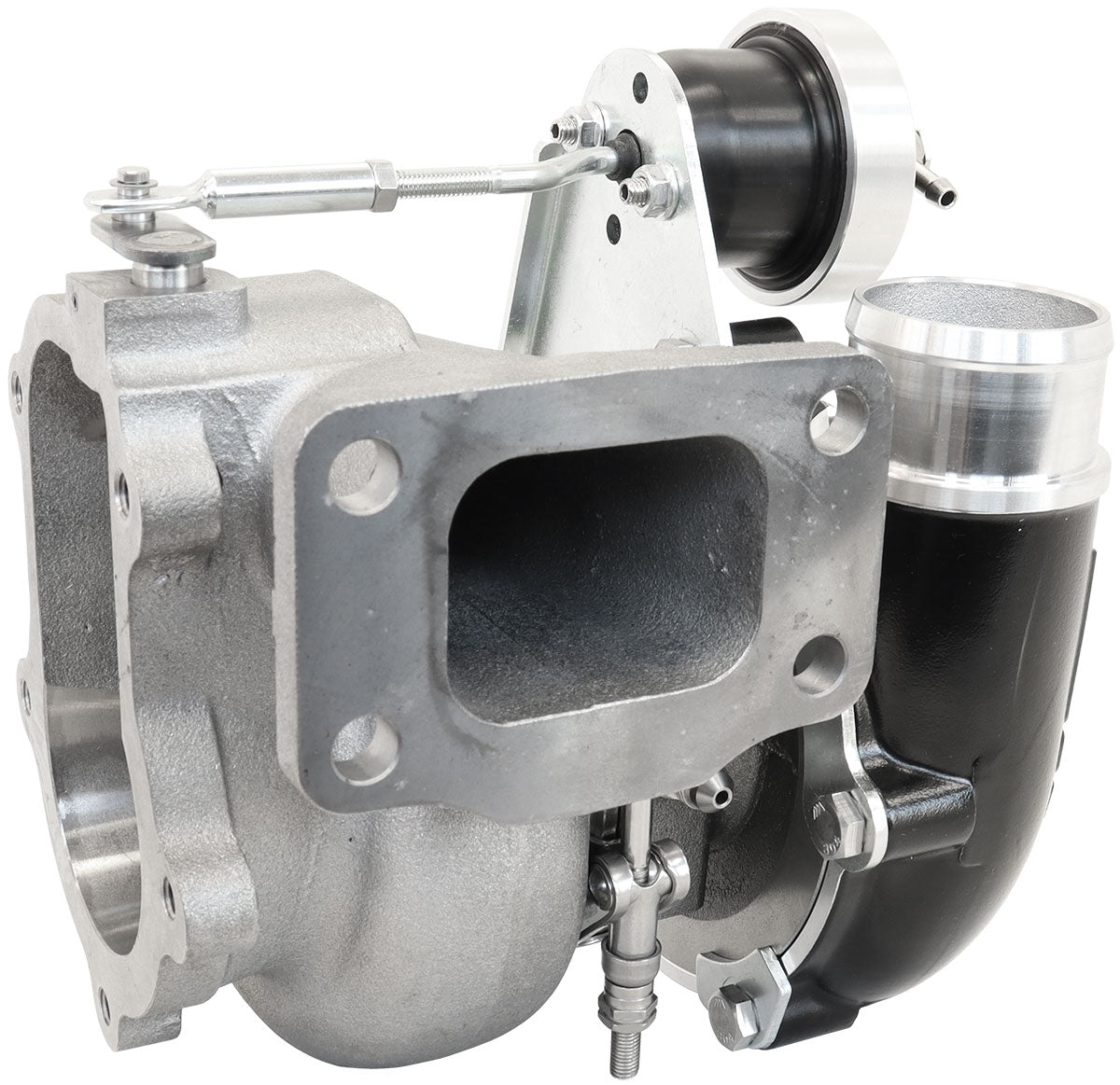 BOOSTED B5455 T3 .83 Internal Wastegate Turbocharger 660HP, Hi Temp Black Finish   T3Inlet Flange, Ford 5-Bolt Exhaust Flange