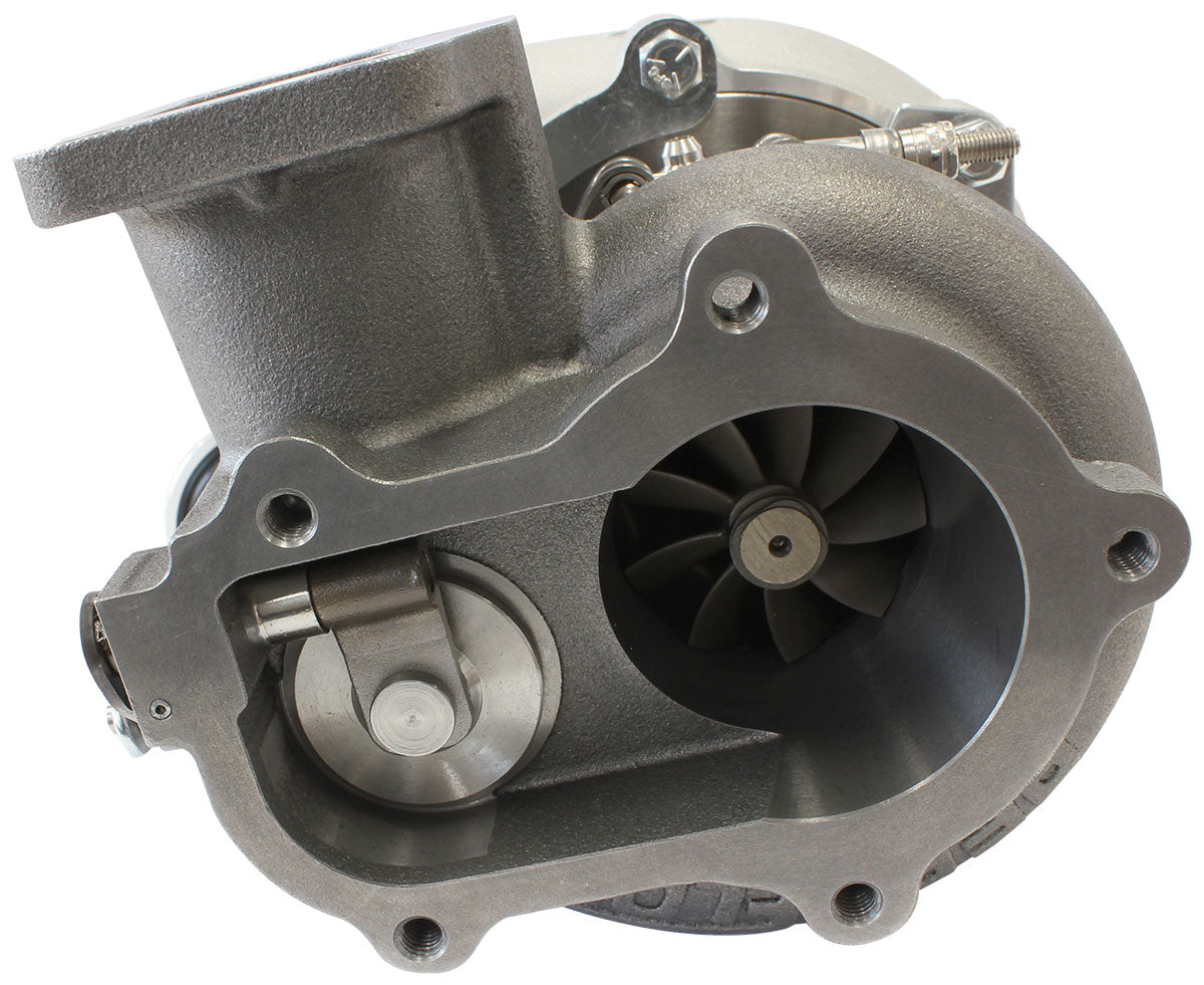 BOOSTED B5455 T3 .83 Internal Wastegate Turbocharger 660HP, Natural Cast Finish   T3 Inlet Flange, Ford 5-Bolt Exhaust Flange