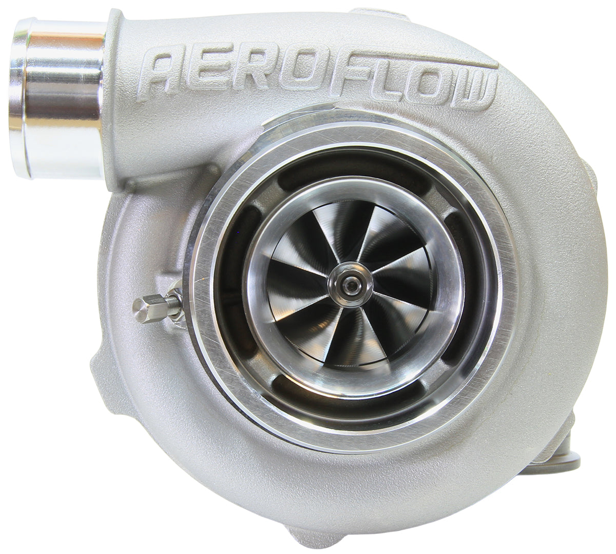 BOOSTED 5455 1.01 Reverse Rotation Turbocharger 650HP, Natural Cast Finish   External Wastegate, V-Band Inlet & Exhaust Flanges