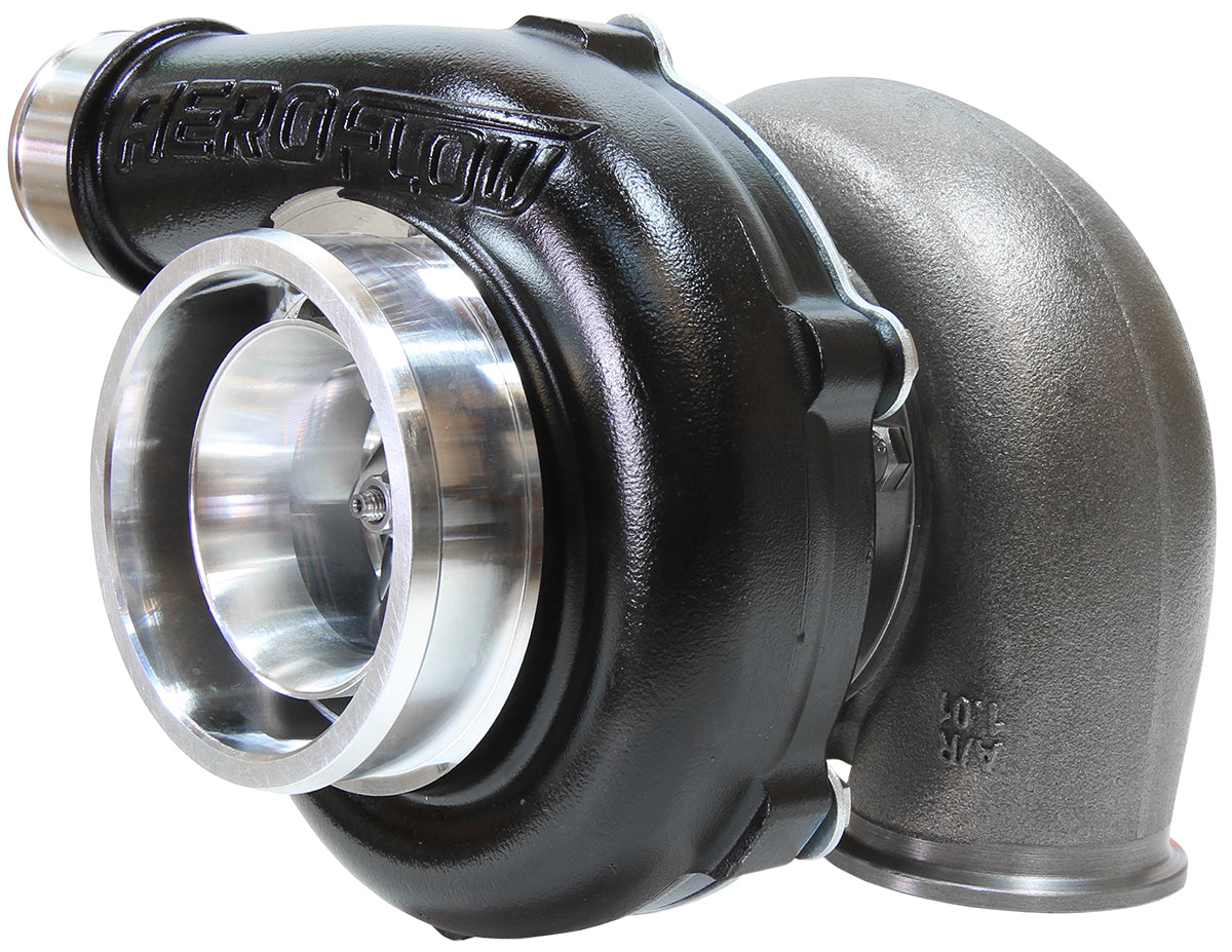 BOOSTED 5455 1.01 Reverse Rotation Turbocharger 650HP, Hi Temp Black Finish   External Wastegate, V-Band Inlet & Exhaust Flanges