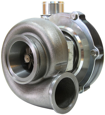 BOOSTED 5455 1.01 Reverse Rotation Turbocharger 650HP, Hi Temp Black Finish   External Wastegate, V-Band Inlet & Exhaust Flanges