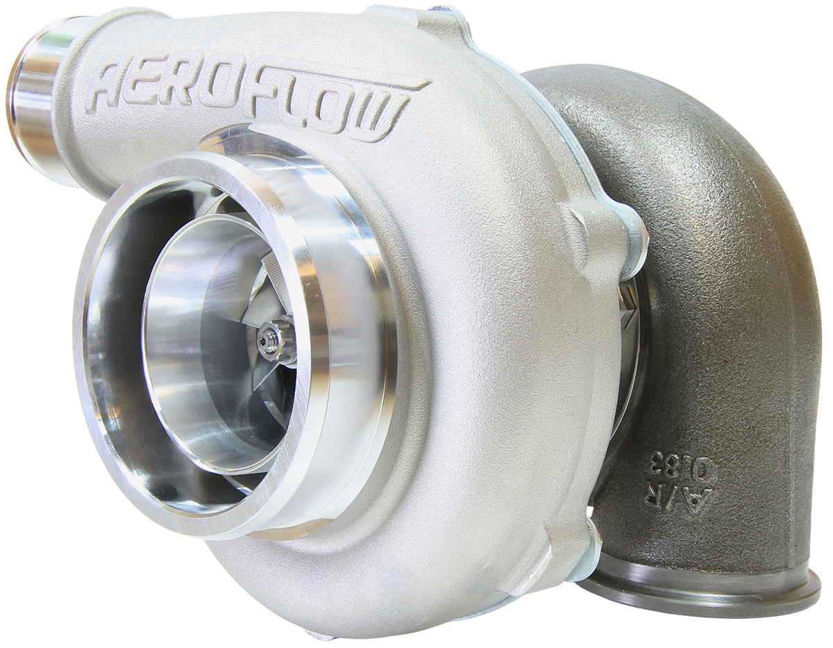 BOOSTED 5855 .83 Reverse Rotation Turbocharger 750HP, Natural Cast Finish   External Wastegate, V-Band Inlet & Exhaust Flanges