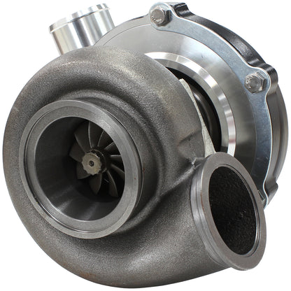 BOOSTED 5855 1.01 Reverse Rotation Turbocharger 750HP, Hi Temp Black Finish   External Wastegate, V-Band Inlet & Exhaust Flanges