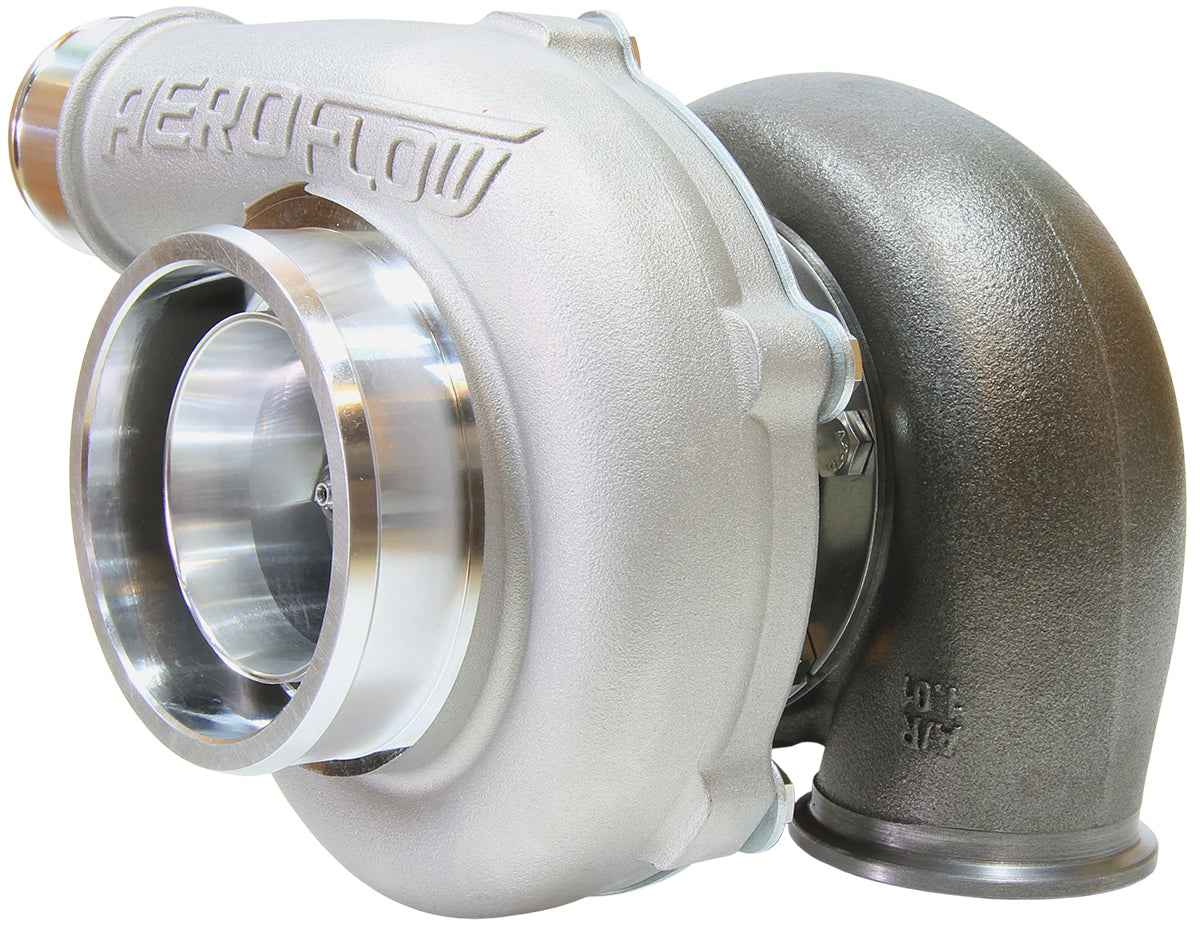 BOOSTED 5855 1.01 Reverse Rotation Turbocharger 750HP, Natural Cast Finish   External Wastegate, V-Band Inlet & Exhaust Flanges