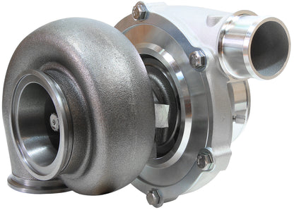 BOOSTED 5855 1.01 Reverse Rotation Turbocharger 750HP, Natural Cast Finish   External Wastegate, V-Band Inlet & Exhaust Flanges