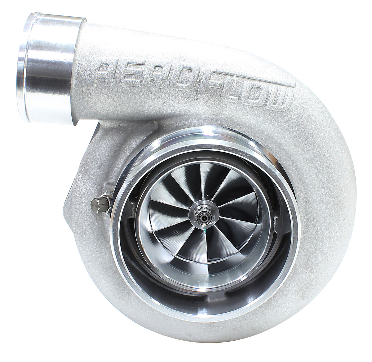 BOOSTED 6662 .83 Reverse Rotation Turbocharger 900HP, Natural Cast Finish   External Wastegate, V-Band Inlet & Exhaust Flanges