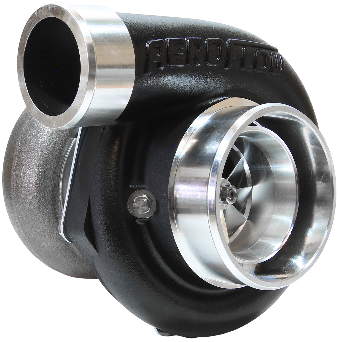 BOOSTED 6662 .83 Reverse Rotation Turbocharger 900HP, Hi Temp Black Finish   External Wastegate, V-Band Inlet & Exhaust Flanges