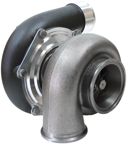 BOOSTED 6662 .83 Reverse Rotation Turbocharger 900HP, Hi Temp Black Finish   External Wastegate, V-Band Inlet & Exhaust Flanges