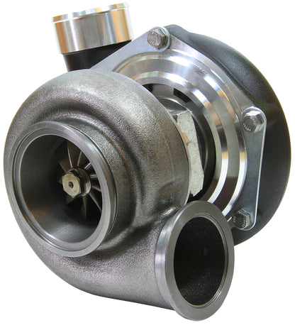 BOOSTED 6662 .83 Reverse Rotation Turbocharger 900HP, Hi Temp Black Finish   External Wastegate, V-Band Inlet & Exhaust Flanges