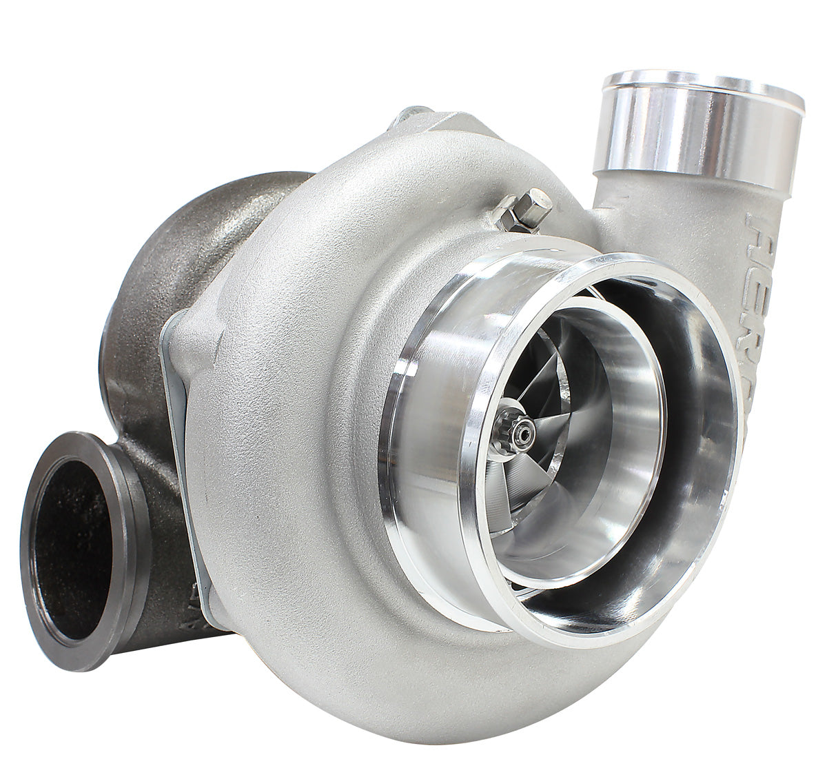BOOSTED 6662 .83 Reverse Rotation Turbocharger 900HP, Natural Cast Finish   External Wastegate, V-Band Inlet & Exhaust Flanges