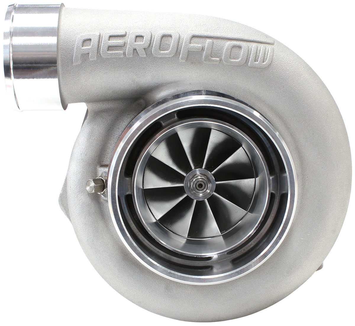 BOOSTED 6762 .83 Reverse Rotation Turbocharger 950HP, Natural Cast Finish   External Wastegate, V-Band Inlet & Exhaust Flanges