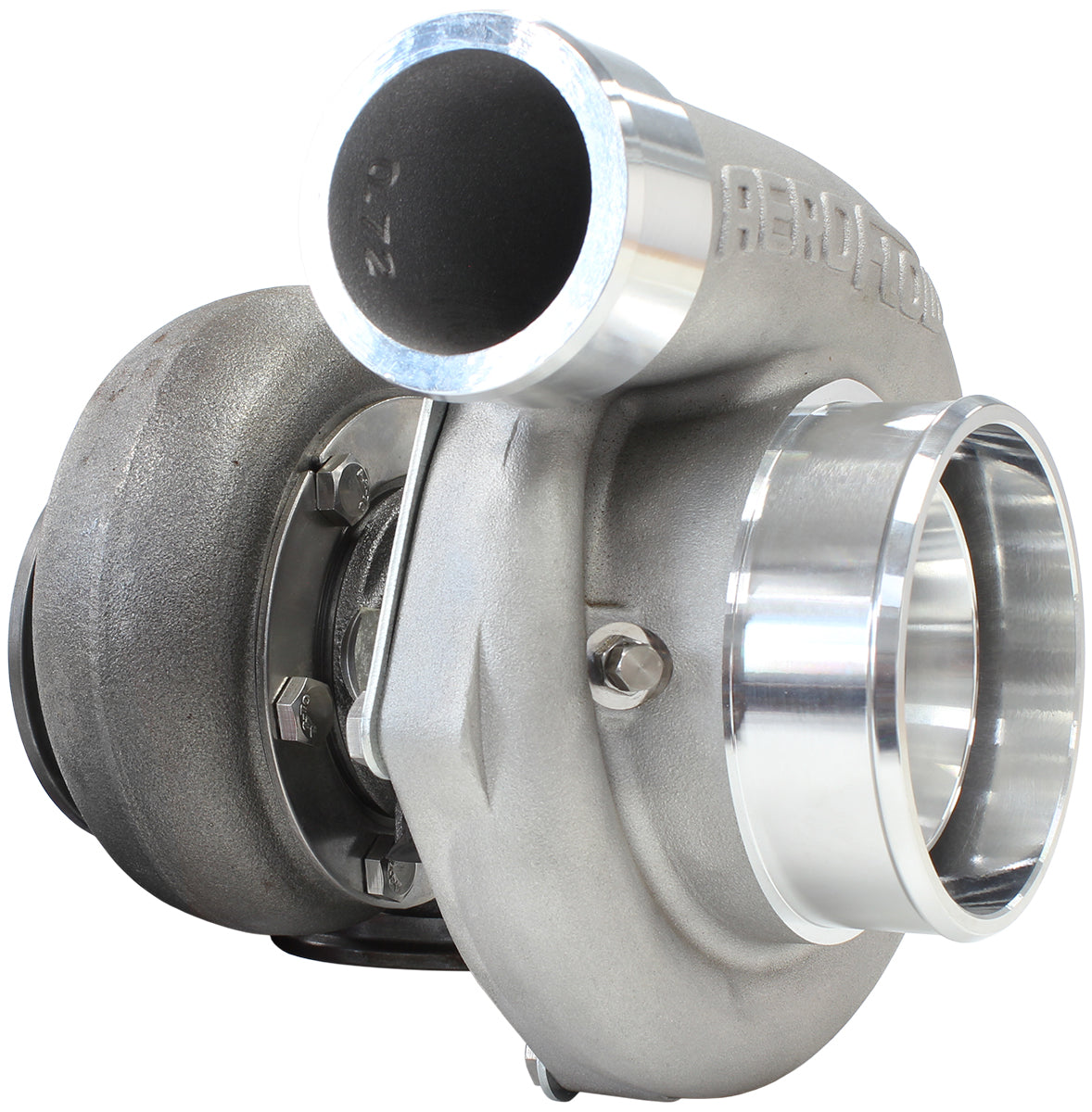 BOOSTED 6762 .83 Reverse Rotation Turbocharger 950HP, Natural Cast Finish   External Wastegate, V-Band Inlet & Exhaust Flanges
