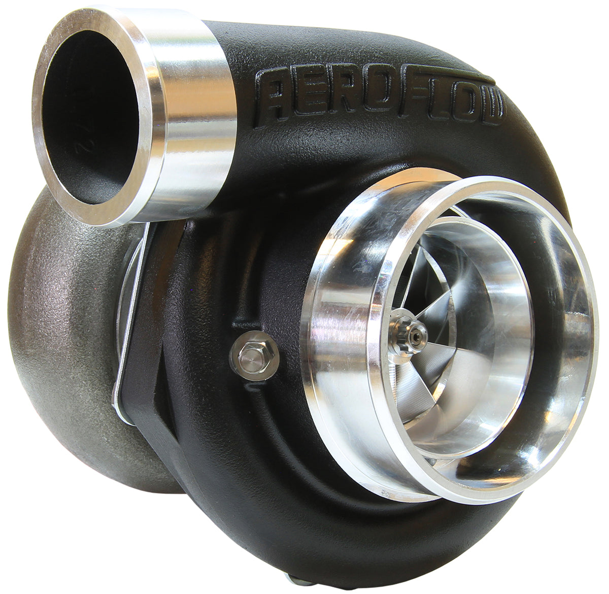 BOOSTED 6762 1.01 Reverse Rotation Turbocharger 950HP, Hi Temp Black Finish   External Wastegate, V-Band Inlet & Exhaust Flanges