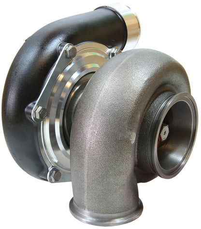 BOOSTED 6762 1.01 Reverse Rotation Turbocharger 950HP, Hi Temp Black Finish   External Wastegate, V-Band Inlet & Exhaust Flanges