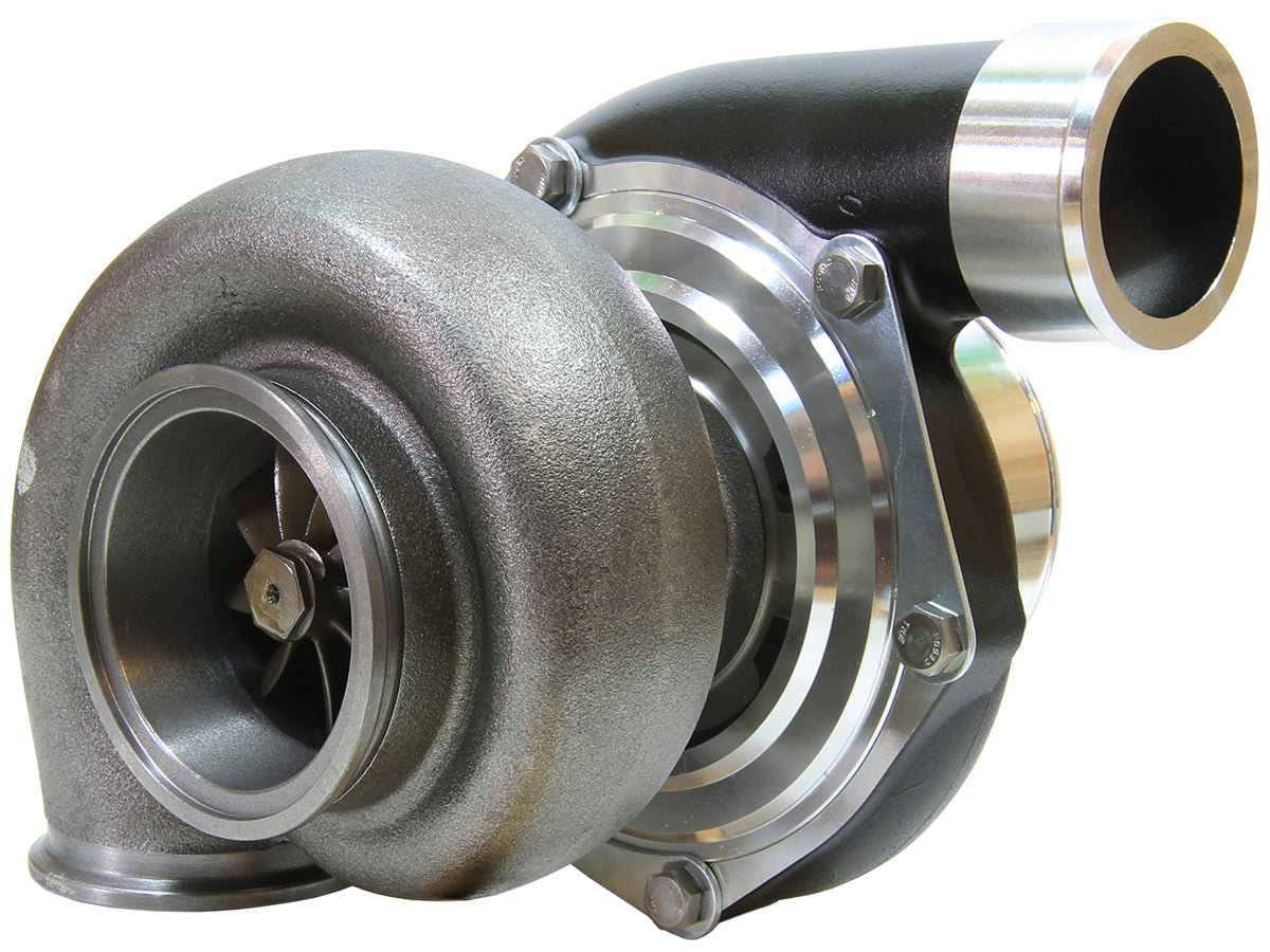 BOOSTED 6762 1.01 Reverse Rotation Turbocharger 950HP, Hi Temp Black Finish   External Wastegate, V-Band Inlet & Exhaust Flanges