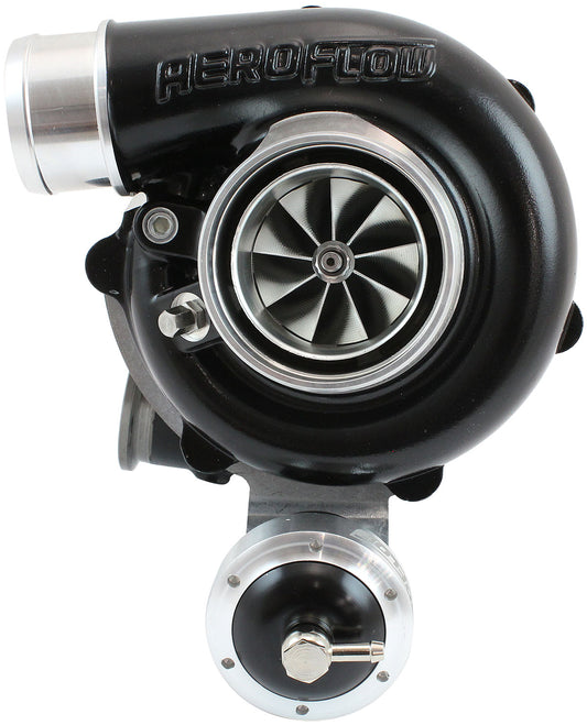 BOOSTED B5455.92 Reverse Rotation Turbocharger 660HP, Hi Temp Black Finish   Internal Wastegate, V-Band Inlet & Exhaust Flanges