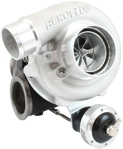 BOOSTED B5455.92 Reverse Rotation Turbocharger 660HP, Natural Cast Finish   Internal Wastegate, V-Band Inlet & Exhaust Flanges
