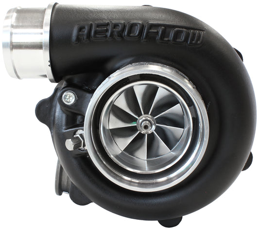 BOOSTED B5455 .83 Reverse Rotation Turbocharger 660HP, Hi Temp Black Finish   External Wastegate, V-Band Inlet & Exhaust Flanges