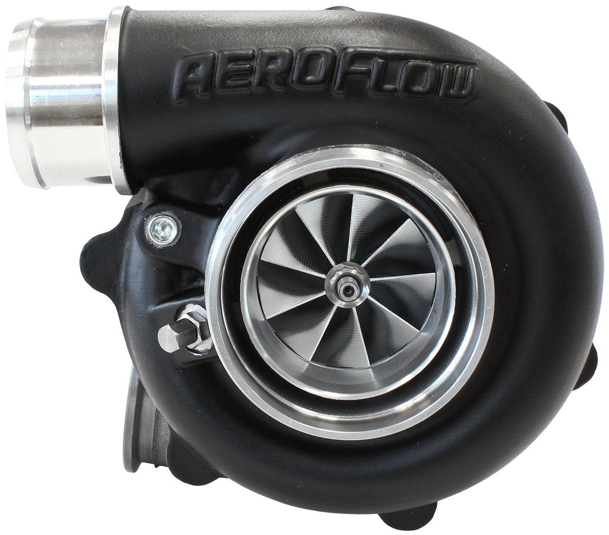 BOOSTED B5455 1.01 Reverse Rotation Turbocharger 660HP, Hi Temp Black Finish   External Wastegate, V-Band Inlet & Exhaust Flanges