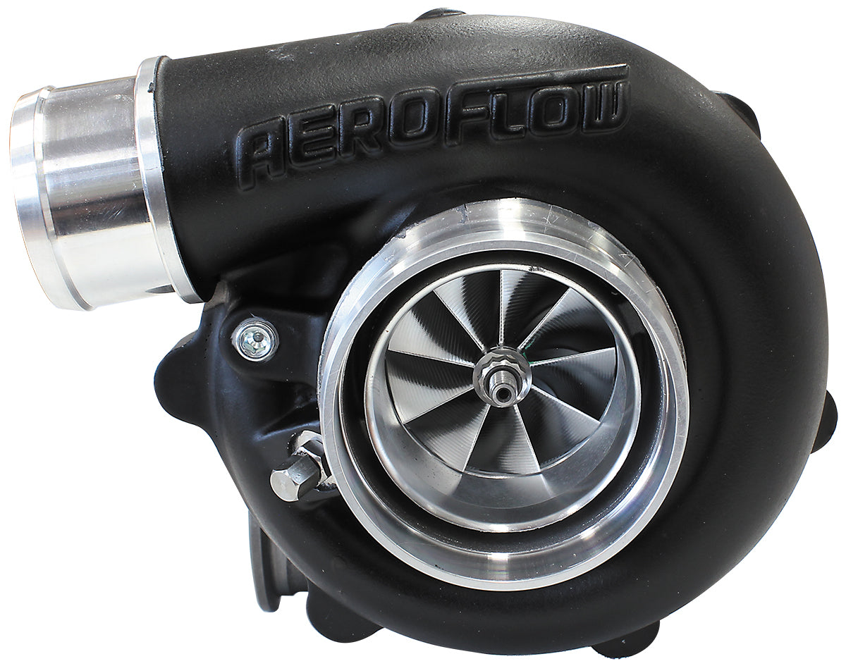 BOOSTED B5455 1.21 Reverse Rotation Turbocharger 660HP, Hi Temp Black Finish   External Wastegate, V-Band Inlet & Exhaust Flanges