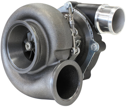 BOOSTED B5455 1.21 Reverse Rotation Turbocharger 660HP, Hi Temp Black Finish   External Wastegate, V-Band Inlet & Exhaust Flanges