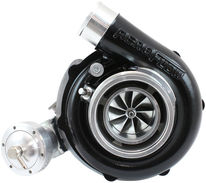 BOOSTED B5855.92 Reverse Rotation Turbocharger 770HP, Hi Temp Black Finish   Internal Wastegate, V-Band Inlet & Exhaust Flanges