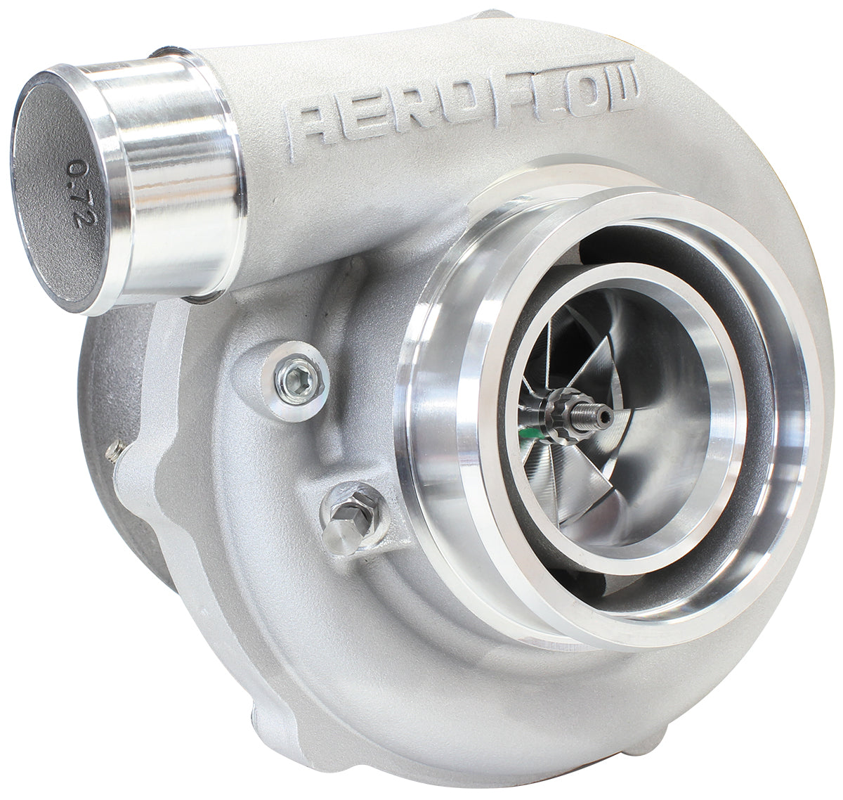 BOOSTED B5855 .83 Reverse Rotation Turbocharger 770HP, Natural Cast Finish   External Wastegate, V-Band Inlet & Exhaust Flanges