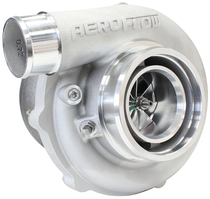 BOOSTED B5855 .83 Reverse Rotation Turbocharger 770HP, Natural Cast Finish   External Wastegate, V-Band Inlet & Exhaust Flanges