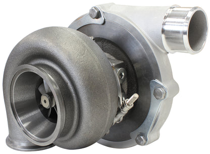 BOOSTED B5855 .83 Reverse Rotation Turbocharger 770HP, Natural Cast Finish   External Wastegate, V-Band Inlet & Exhaust Flanges