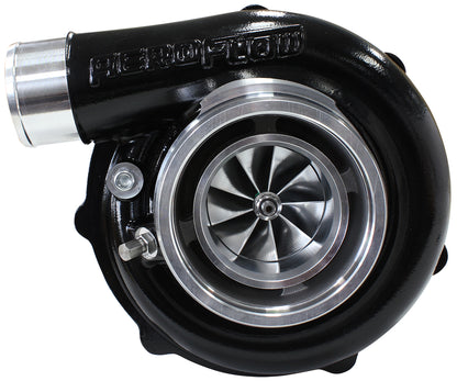 BOOSTED B5855 1.01 Reverse Rotation Turbocharger 770HP, Hi Temp Black Finish   External Wastegate, V-Band Inlet & Exhaust Flanges