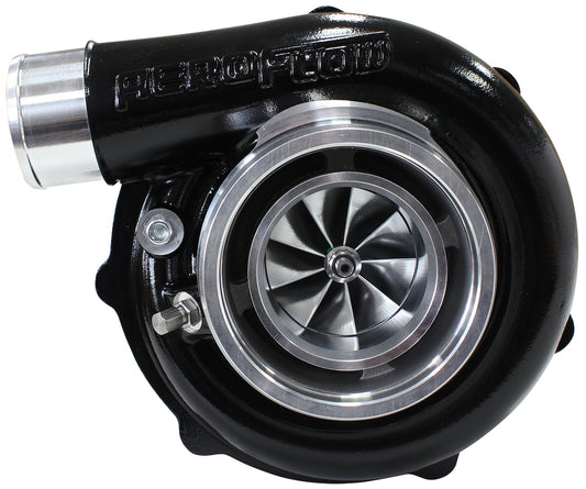 BOOSTED B5855 1.01 Reverse Rotation Turbocharger 770HP, Hi Temp Black Finish   External Wastegate, V-Band Inlet & Exhaust Flanges
