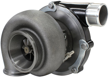 BOOSTED B5855 1.01 Reverse Rotation Turbocharger 770HP, Hi Temp Black Finish   External Wastegate, V-Band Inlet & Exhaust Flanges