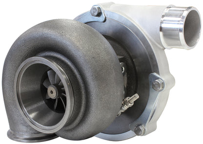 BOOSTED B5855 1.01 Reverse Rotation Turbocharger 770HP, Natural Cast Finish   External Wastegate, V-Band Inlet & Exhaust Flanges