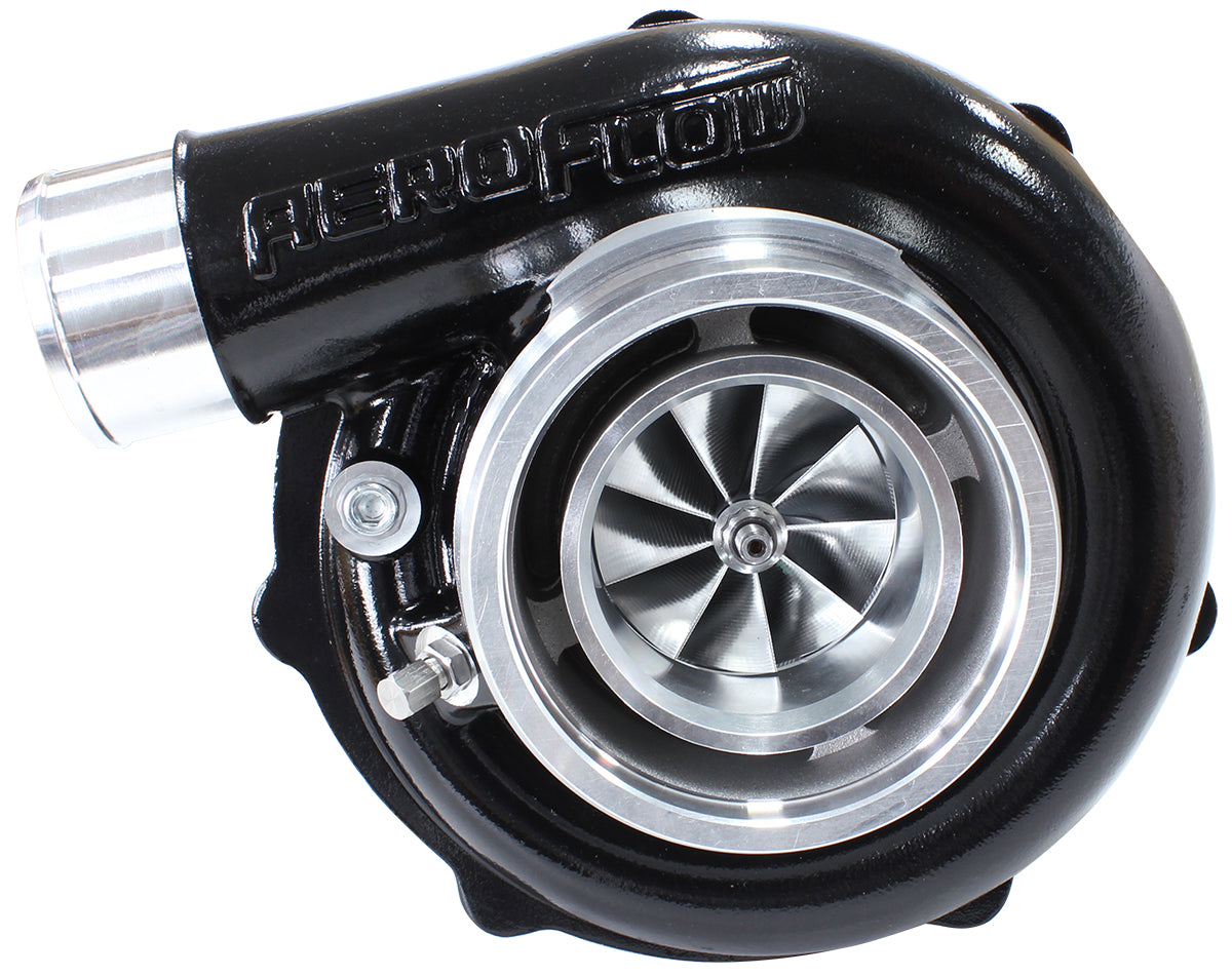BOOSTED B5855 1.21 Reverse Rotation Turbocharger 770HP, Hi Temp Black Finish   External Wastegate, V-Band Inlet & Exhaust Flanges